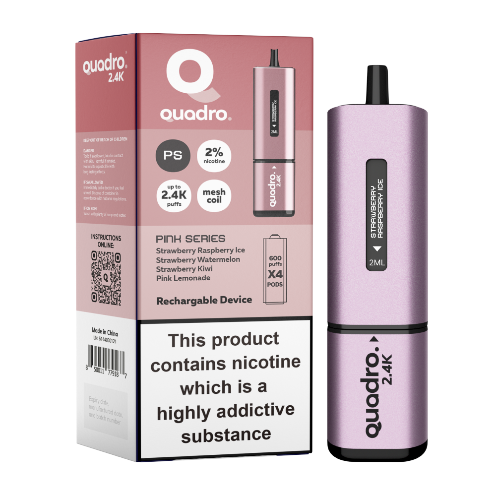 Quadro 2.4k 4 in 1 Device - 2400 Puffs Red Box Vape Quadro 2.4k 4 in 1 Device - 2400 Puffs Red Box Vape