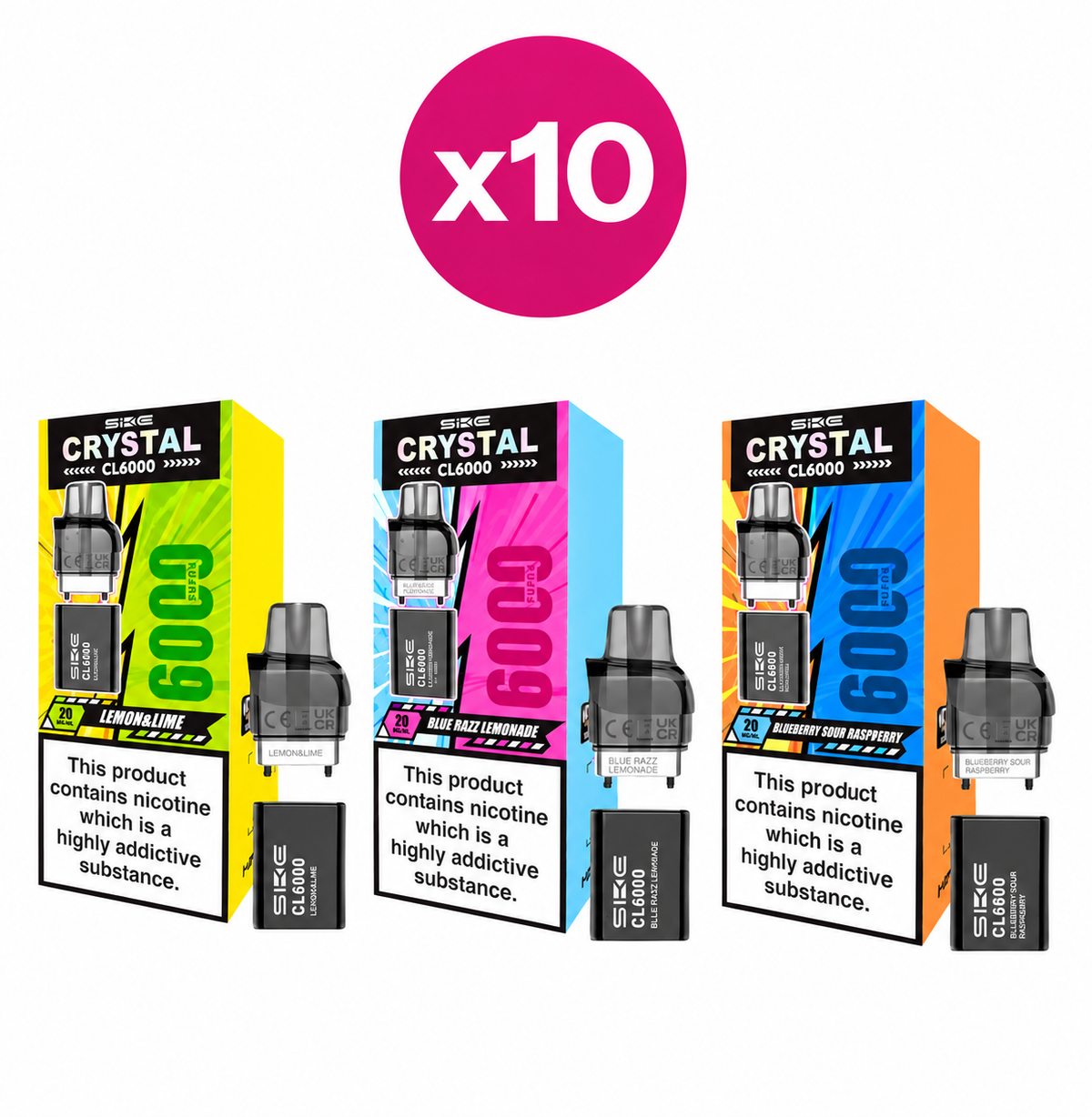 SKE Crystal CL6000 Pods 20mg - Pack of 10